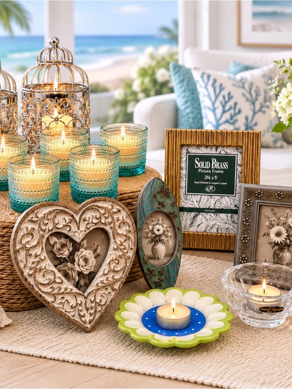 Yankee Candle, World Market + Assorted Decor Bundle | Frames, Votives, Crystal